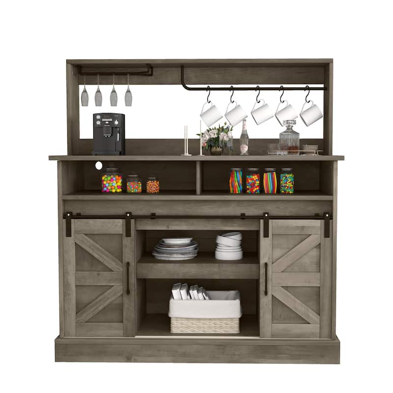Moasis Farmhouse Coffee Bar Cabinet - 15.1"D x 47.2"W x 51.5"H
