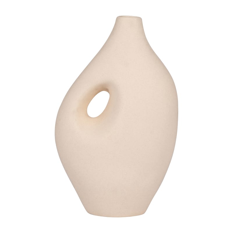 Sagebrook Home Ceramic 12" Nomadic Handle Vase, Novelty, 12"H, Solid - Ivory