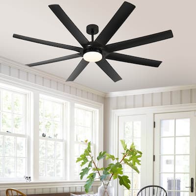 6 Speed Remote Ceiling Fan with LED Light, Large 72 Inch Reversible Airflow Ceiling Fan with 3 Downrods