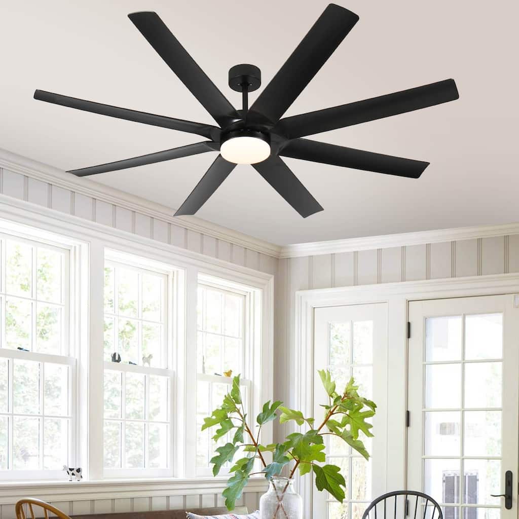 6 Speed Remote Ceiling Fan with LED Light, Large 72 Inch Reversible Airflow Ceiling Fan with 3 Downrods