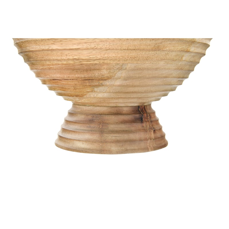 Round Mango Wood Footed Bowl