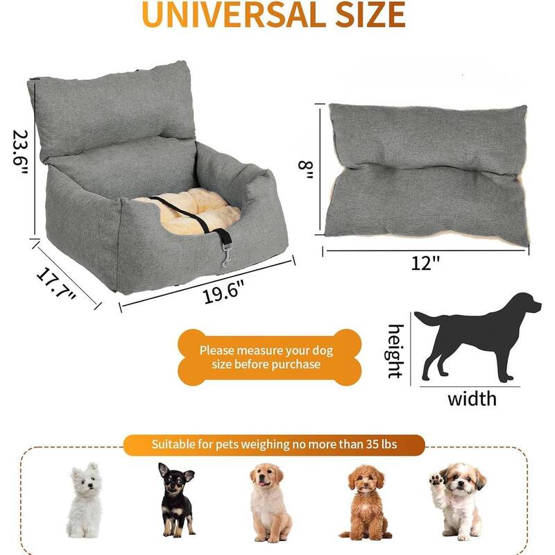 Portable Dog Booster Car Seat Bed for Small Dogs, Puppy Travel Car Seat