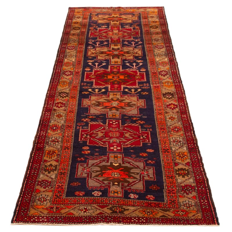 ECARPETGALLERY Hand-knotted Konya Anatolian Dark Navy Wool Rug - 4'1 x 12'2