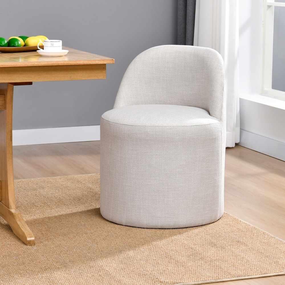 Cottage 21.5" Wide Upholstered Barrel Swivel Rolling Dining Chairs with Hidden Casters