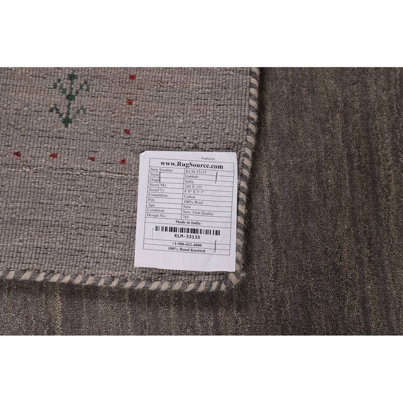 Little Animals Gabbeh Indian Area Rug Hand-Knotted Wool Carpet - 5'1"x 8'0"