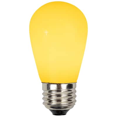 25 Opaque Yellow LED S14 Christmas Replacement Light Bulbs 1.3 Watts
