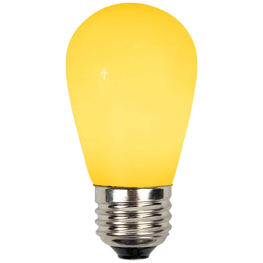 25 Opaque Yellow LED S14 Christmas Replacement Light Bulbs 1.3 Watts