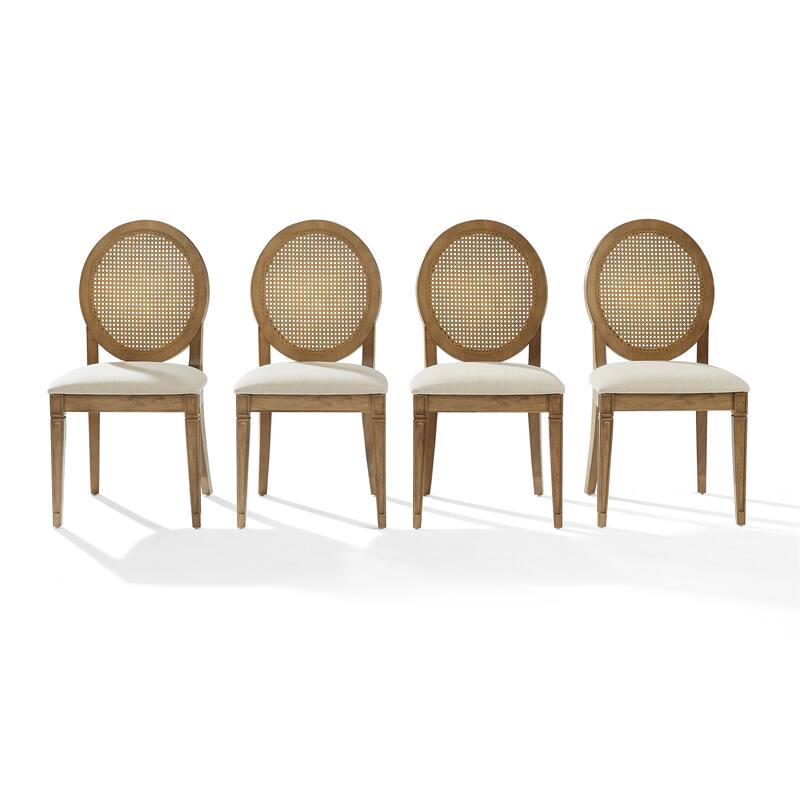 Crosley Katia 4-Piece Upholstered Cane-Back Dining Chair Set
