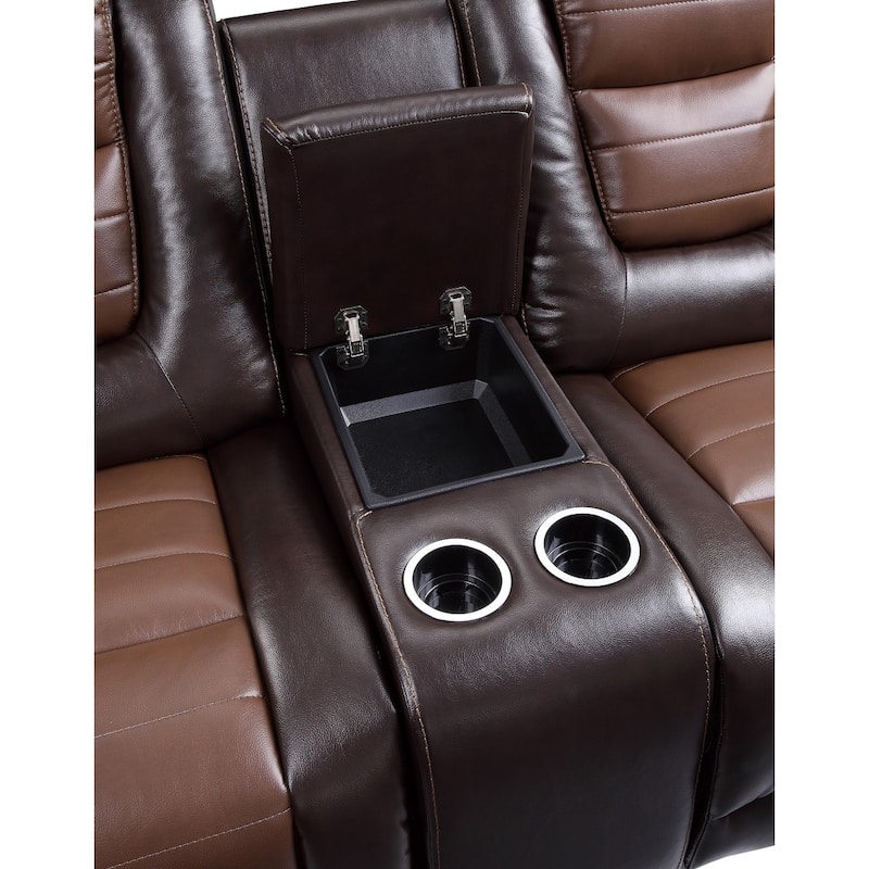 Grete 2-Tone Dark Brown Premium Faux Leather Reclining Love Seat