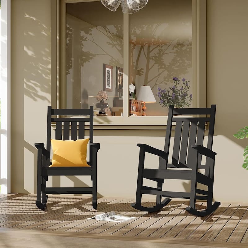 2PCS Patio High Back Porch Rocking Chair for Outside