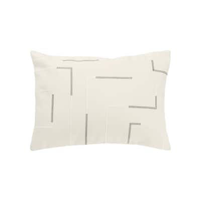 Rizzy Home Transitional Ivory Decorative Pillow Cover 14"x20"