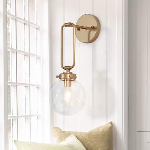Modern Glam 1-light Bathroom Vanity Globe Glass Urban Wall Sconces LED Bulbs - L5" X W7" X H14.5"