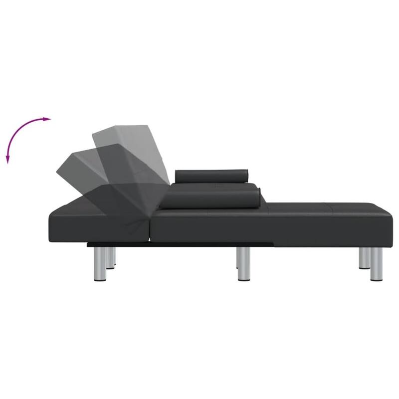 vidaXL L-shaped Sofa Bed Black/Gray 100.4"x55.1"x27.6" Faux Leather - 100.4" x 55.1" x 27.6"