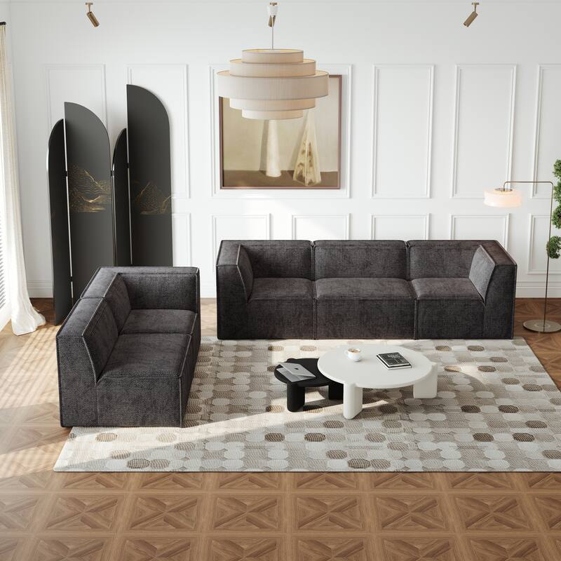 106"x106" Chenille Modular L-Shaped Sectional Sofa (5-Piece)