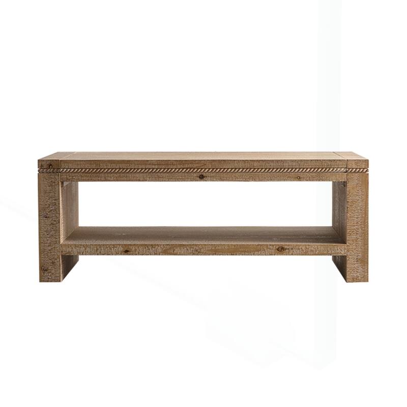 Versatile Rustic Coffee Table with Storage Shelf for Living and Office Spaces - Natural Wood - Wood