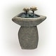 preview thumbnail 2 of 10, Alpine Corporation 30" Tall Outdoor Pedestal Lotus Rock Waterfall Fountain with LED Lights