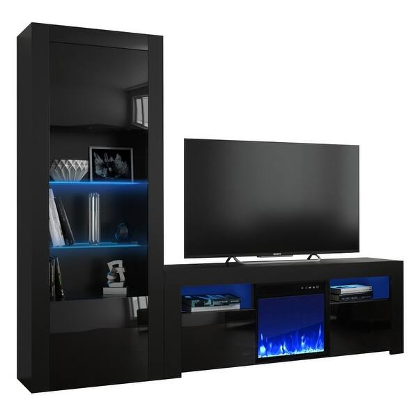 Shop Milano Set 145ef Bk Electric Fireplace Modern Wall Unit