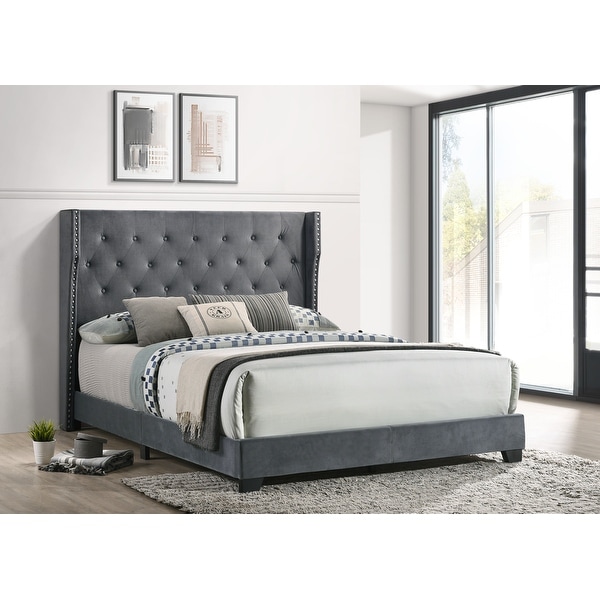 Upholstered bed hotsell with side panels