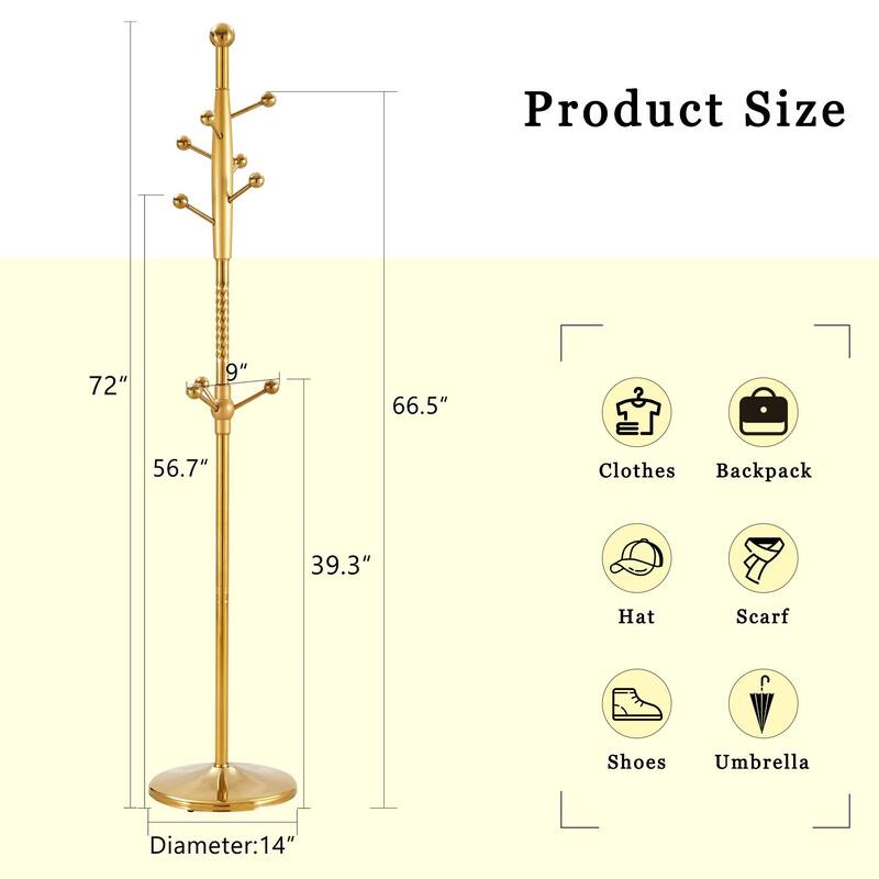 Modern Stainless Steel Coat Rack Multifunctional Spray-Painted Hanger with Detachable Bracket, for Bedroom