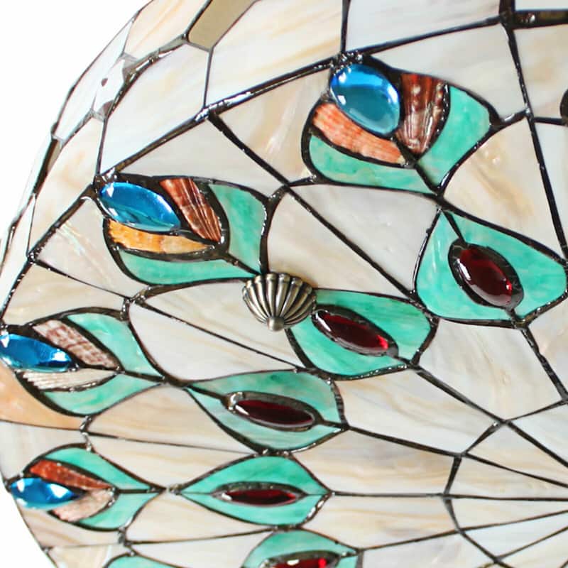 Classic Tiffany-style Flush Mount Ceiling Light with Pearls