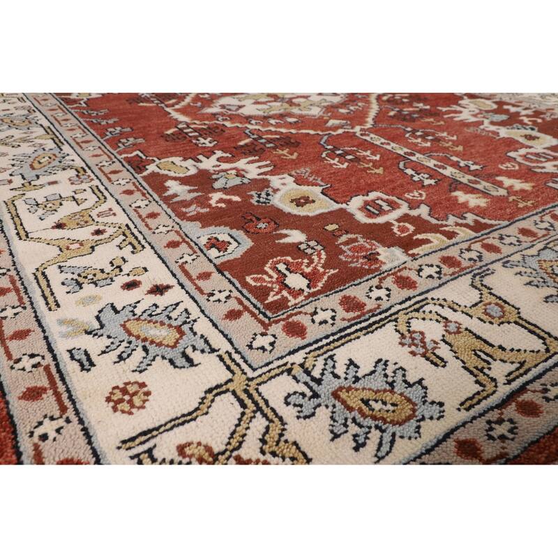 Tabriz Indian Area Rug Handmade Traditional Orange Wool Carpet - 7'11"x 10'1"