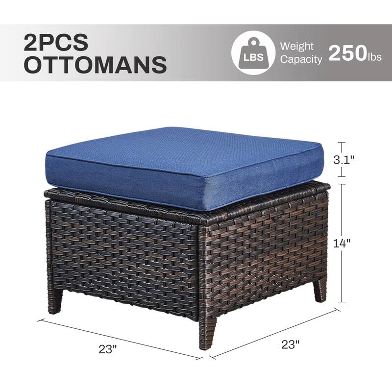 Gymojoy 3-Piece Outdoor Wicker Patio Furniture with Loveseat, Rattan Coversation Set with Water Resistant Thick Cushions