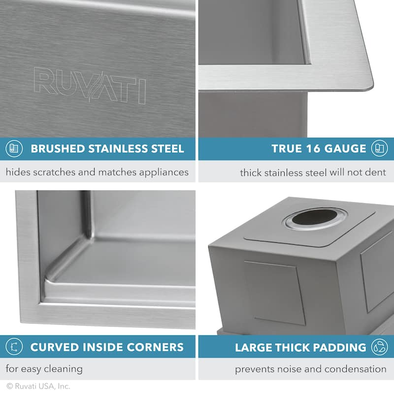 Ruvati 24-inch Workstation Rounded Corners Undermount Ledge Kitchen Sink with Accessories - 24 x 19 - 24 x 19
