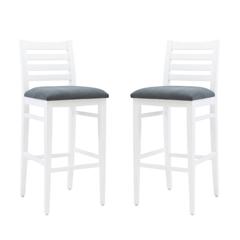 Hetrick White Beechwood 30-Inch Bar Stool (Set of 2)