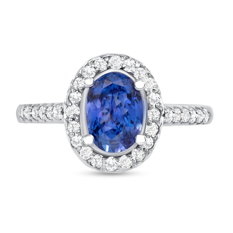 1.43 ct Tanzanite and Diamond Ring in 14k White Gold