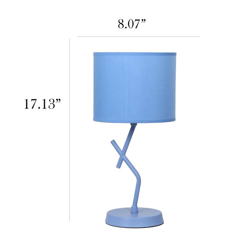 Modern Geometric Metal Table Lamp with Fabric Drum Shade for Bedroom Living Room Office Decor - 8.07” x 8.07” x 17.13”