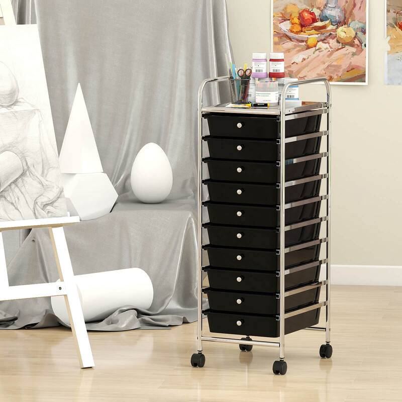 Costway Rolling Storage Cart with Chrome Plated Metal Frame & Lockable - See Details