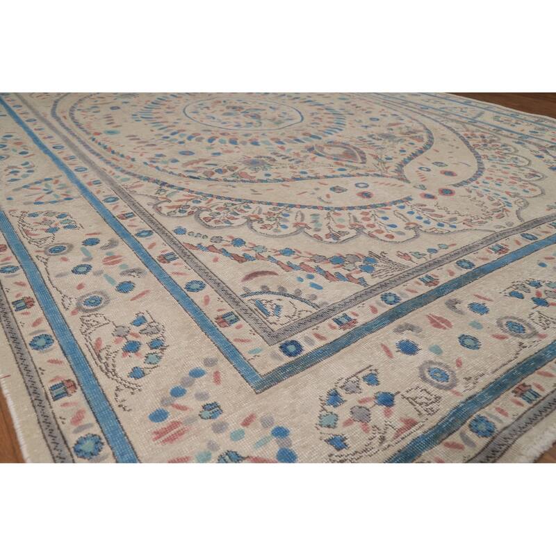 Tabriz Persian Area Rug Hand-Knotted Dining Room Wool Carpet - 7'9"x 11'2"