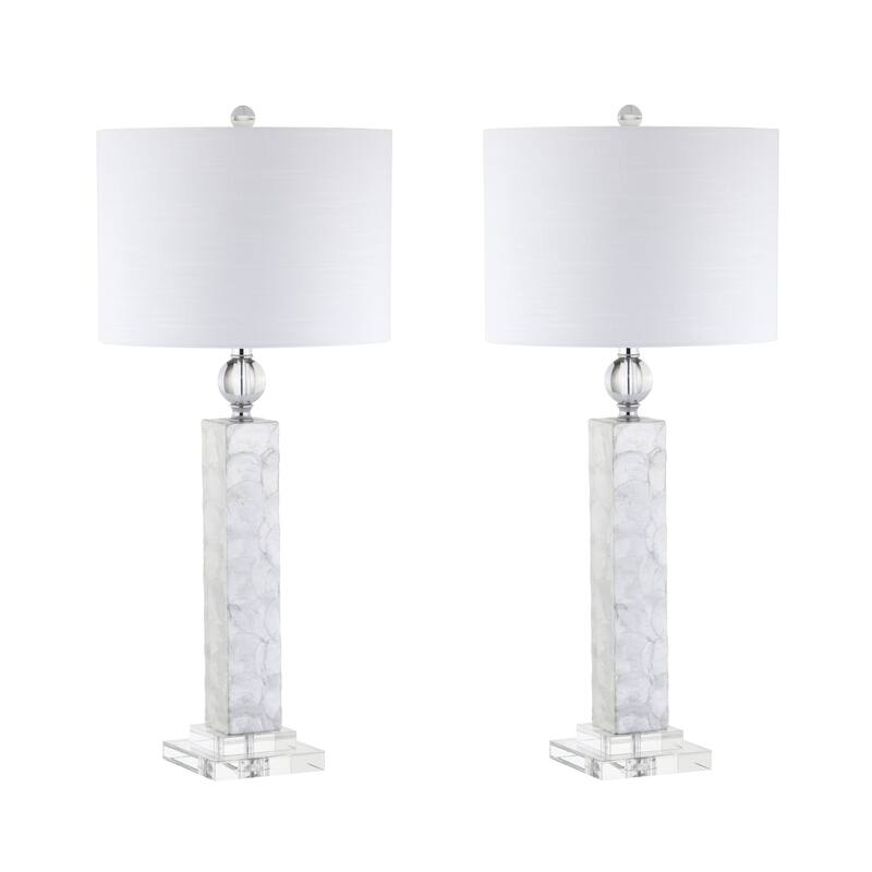 Lucille 32" LED Seashell Table Lamp, White (Set of 2) by JONATHAN Y