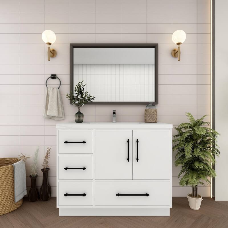 Victoria 42'' Left Drawer Freestanding Vanity with Reinforced Acrylic Sink - 41.5 - Glossy - Gloss White