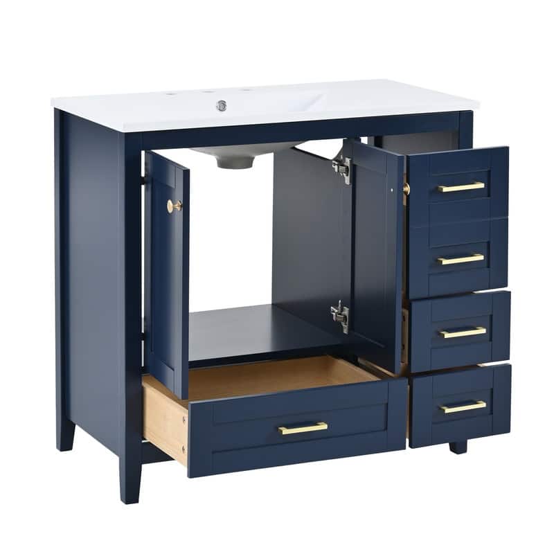 36" Bathroom Vanity with Sink, Modern Bathroom Cabinet with 4 Drawers