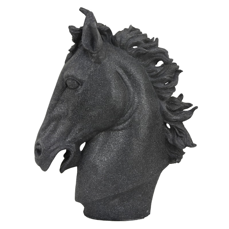 Ellena Horse Head Accent Bust, Highly Detailed Black Resin, 25 Inch