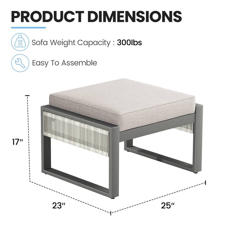 All-Weather Wicker Outdoor Ottomans PE Rattan Ottomans