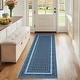 preview thumbnail 37 of 42, Area Rugs for Living Room Bedroom Farmhouse Bordered Braided Print Rug Geometric Soft Low Pile Non-Slip Area Rug 2'x6' - Dark Blue