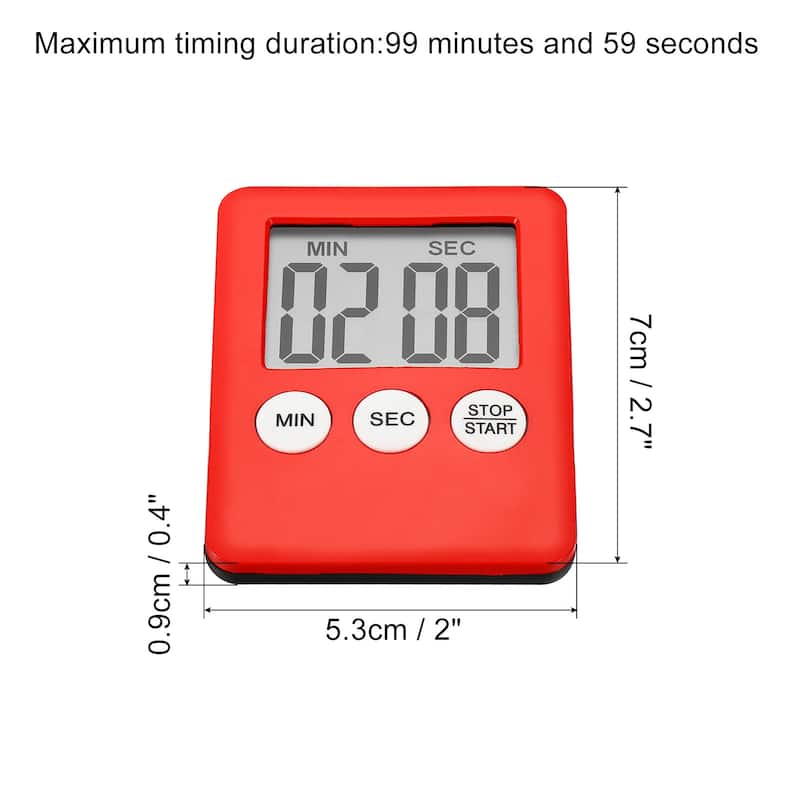 Digital Timer,1Pcs Small Count Down/UP Clock with Magnetic,Kitchen Timer Red - Red