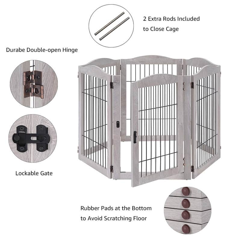 Unipaws Pet Playpen with Wire 6 Panels Freestanding Dog Gate