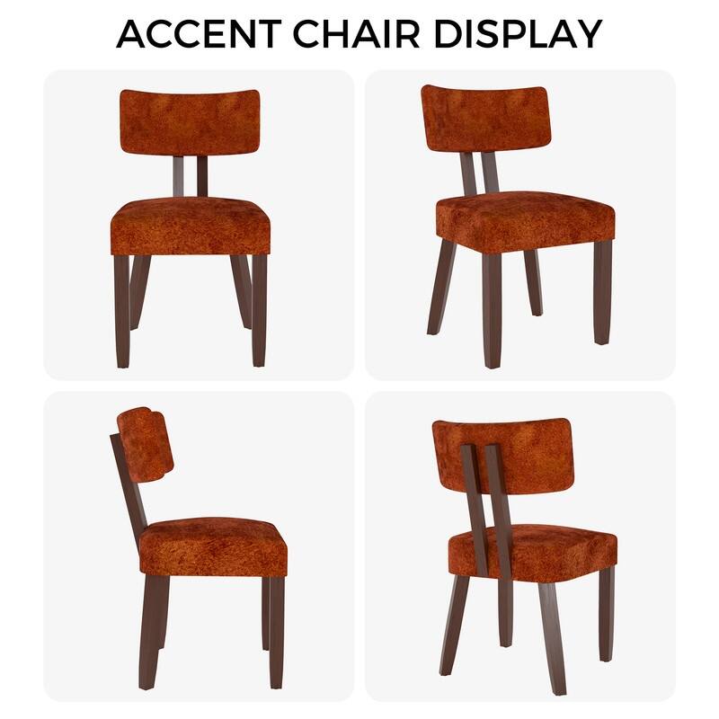 Mid-century Fabric Upholstered Dining Chairs in Dark Brown Legs, Set of 2