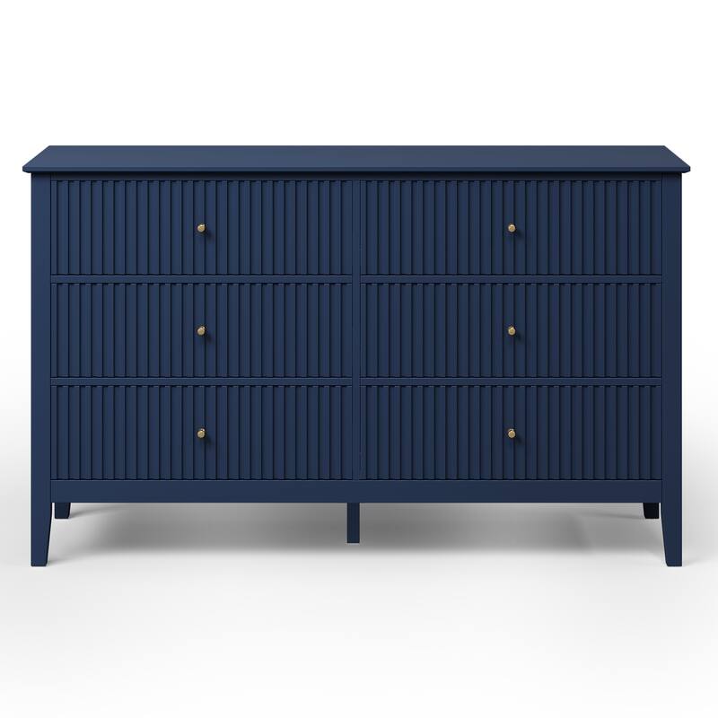 Modern 6-Drawer Fluted Dresser