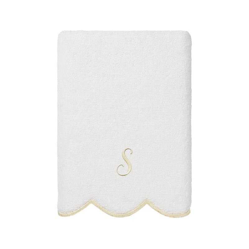 Authentic Hotel and Spa 100% Turkish Cotton Beige ADORNIA Scallop Personalized 3 Piece Towel Set - 3 Piece Set