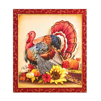 Fall Floral Thanksgiving Turkey Dishwasher Magnet - 25.100 x 4.630 x 4.500