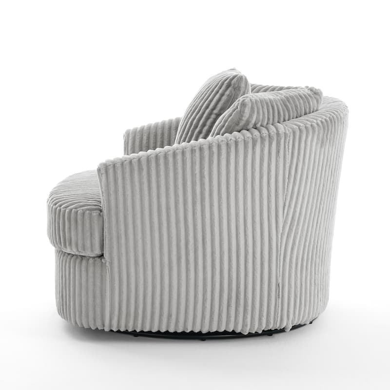 UIXE Oversize 43" Plush Corduroy Swivel Barrel Chair Comfy Accent Chair For Living Room