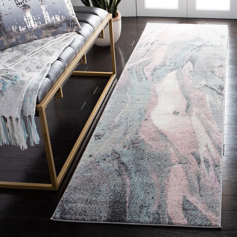 SAFAVIEH Glacier Verity Modern Abstract Area Rug - 2'3" x 10' Runner - Pink/Blue