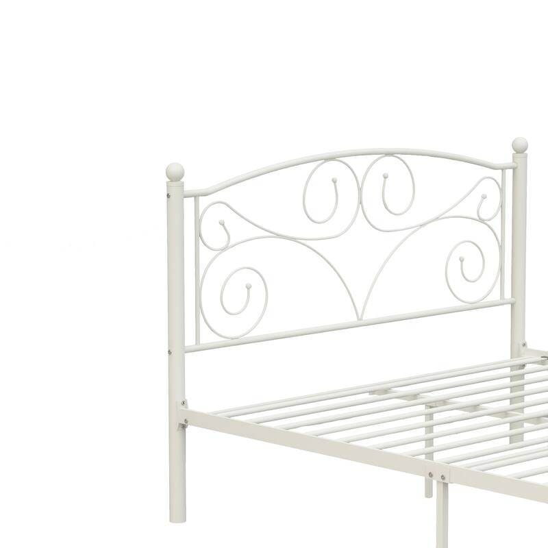 Modern Style Twin Size Sturdy System Metal Bed Frame & Comfort to any Bedroom, White