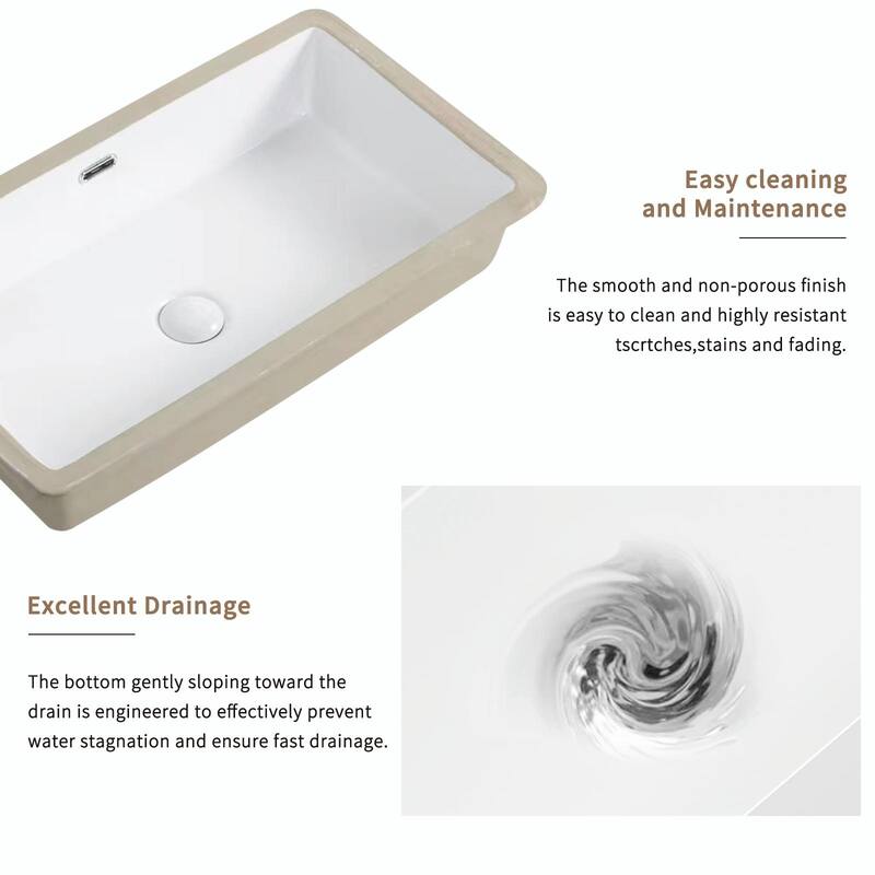 Eridanus Undermount Kitchen Sink - White Ceramic Sink, Deep Single Bowl (Without Bottom Grid and Strainer Drain
