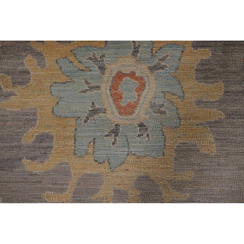 Vegetable Dye Oushak Area Rug Handmade Turkish Wool Carpet - 9'3" x 11'11"
