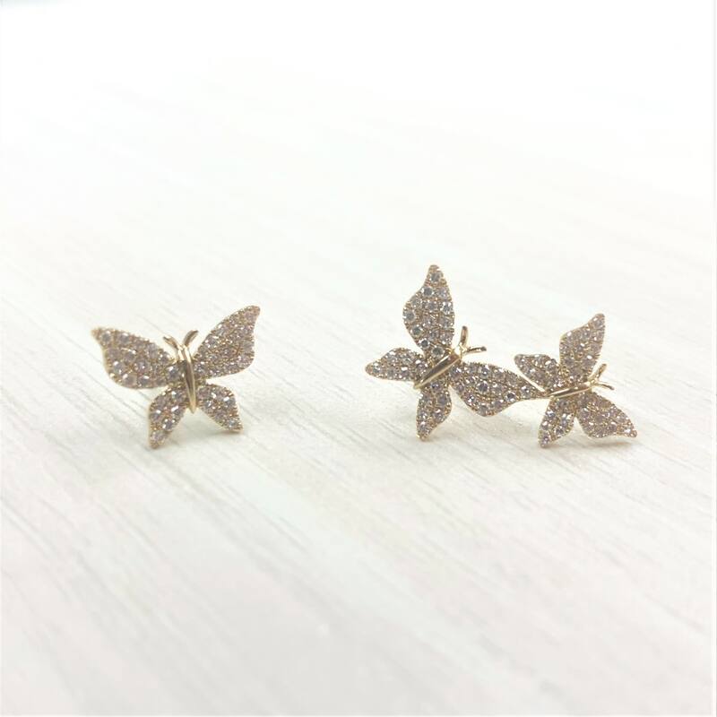Joelle Collection Diamond Butterfly Studs Earrings 14K Gold 1/3ct TDW